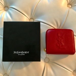 Authentic YSL red wallet-cash, credit card , coins